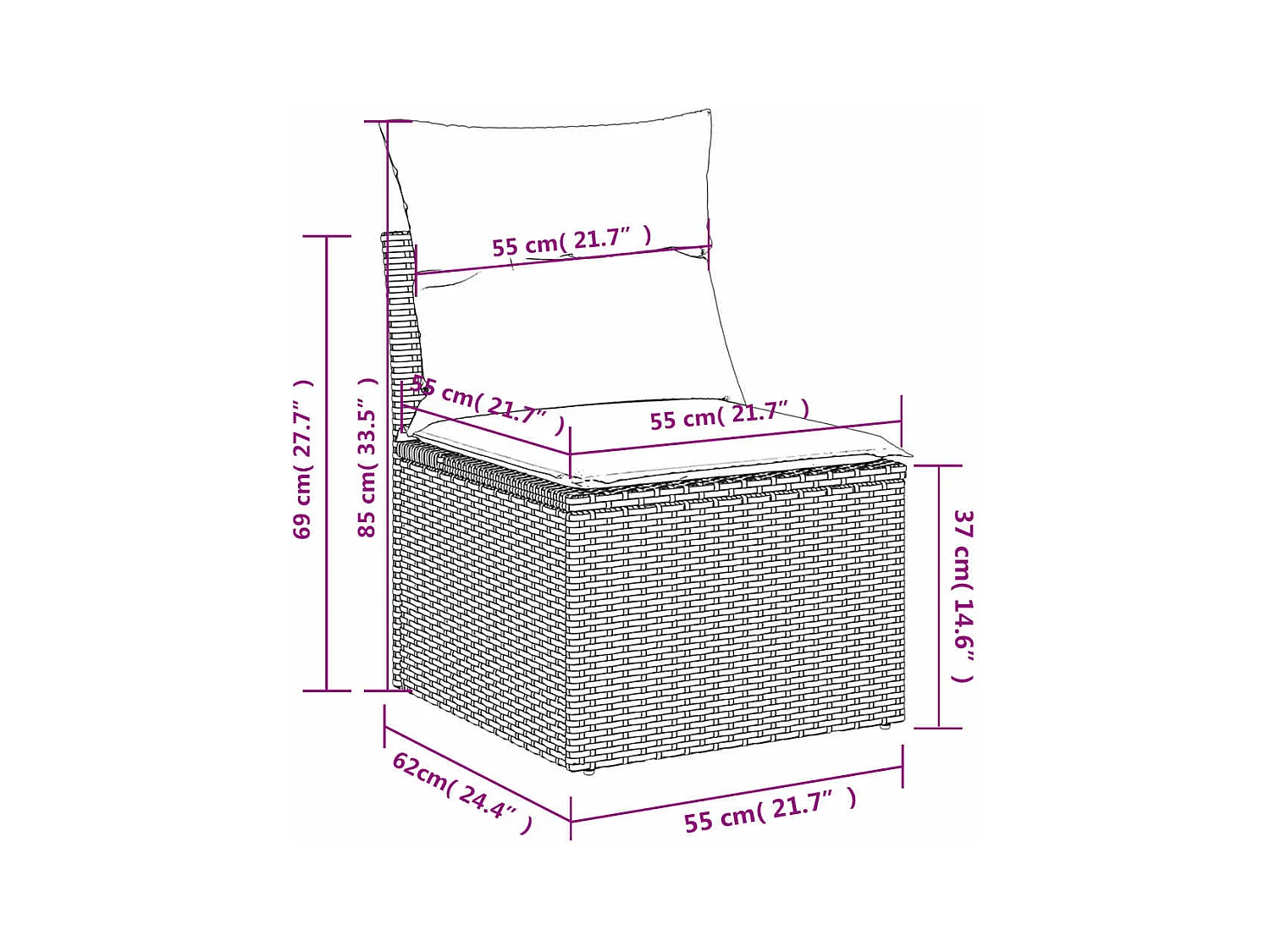 Salon de jardin avec coussins 2 pcs noir résine tressée acacia