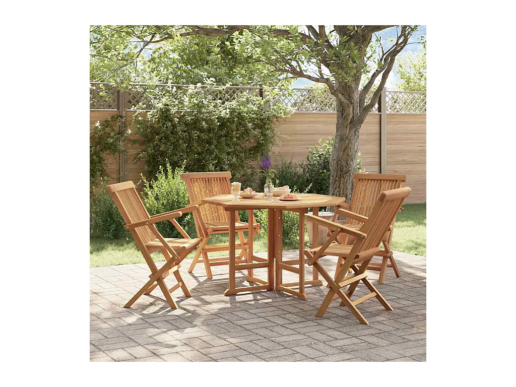 5-tlg. Garten-Essgruppe Klappbar Massivholz Teak