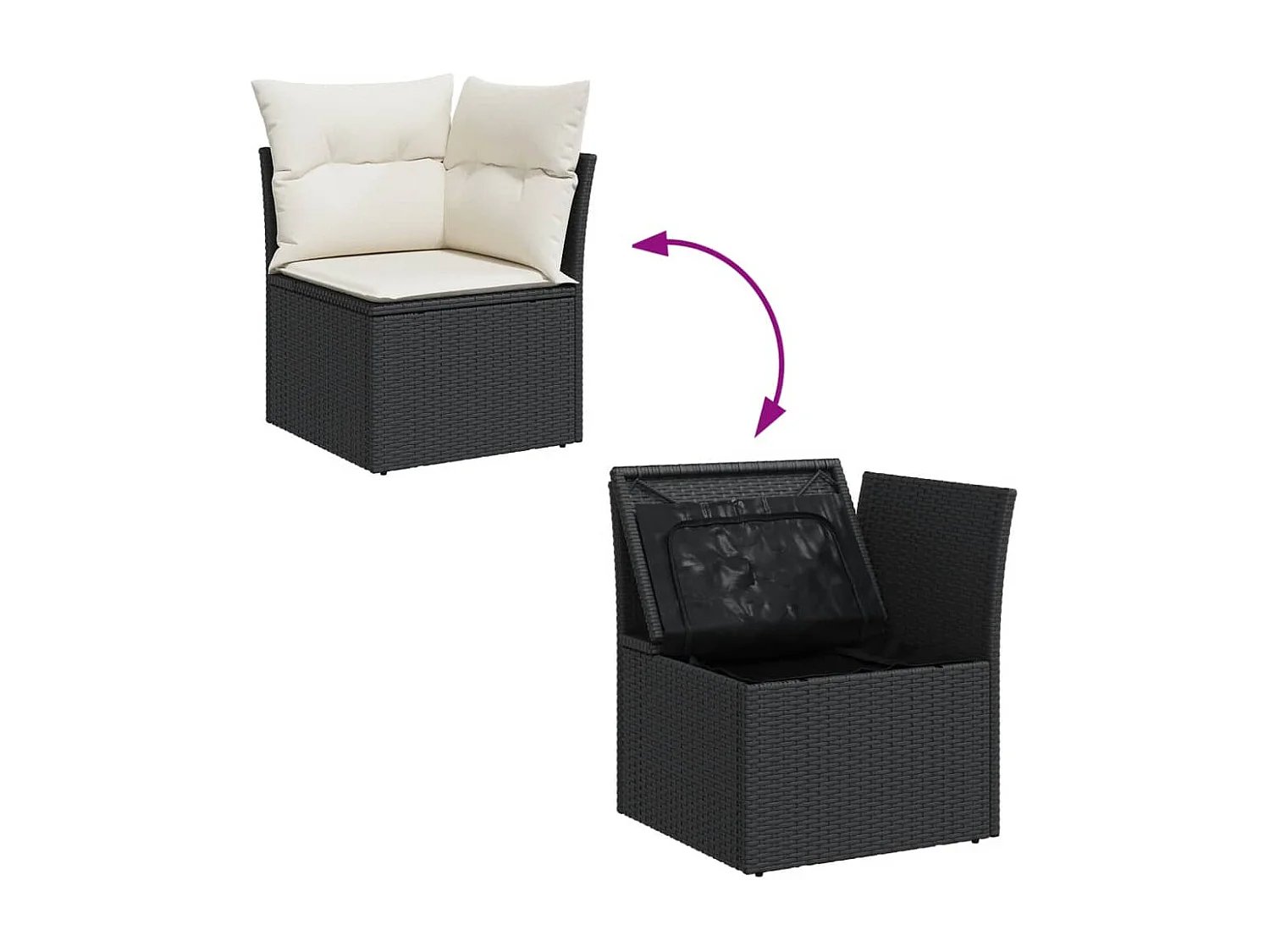Set Divani da Giardino 5 pz con Cuscini in Polyrattan Nero