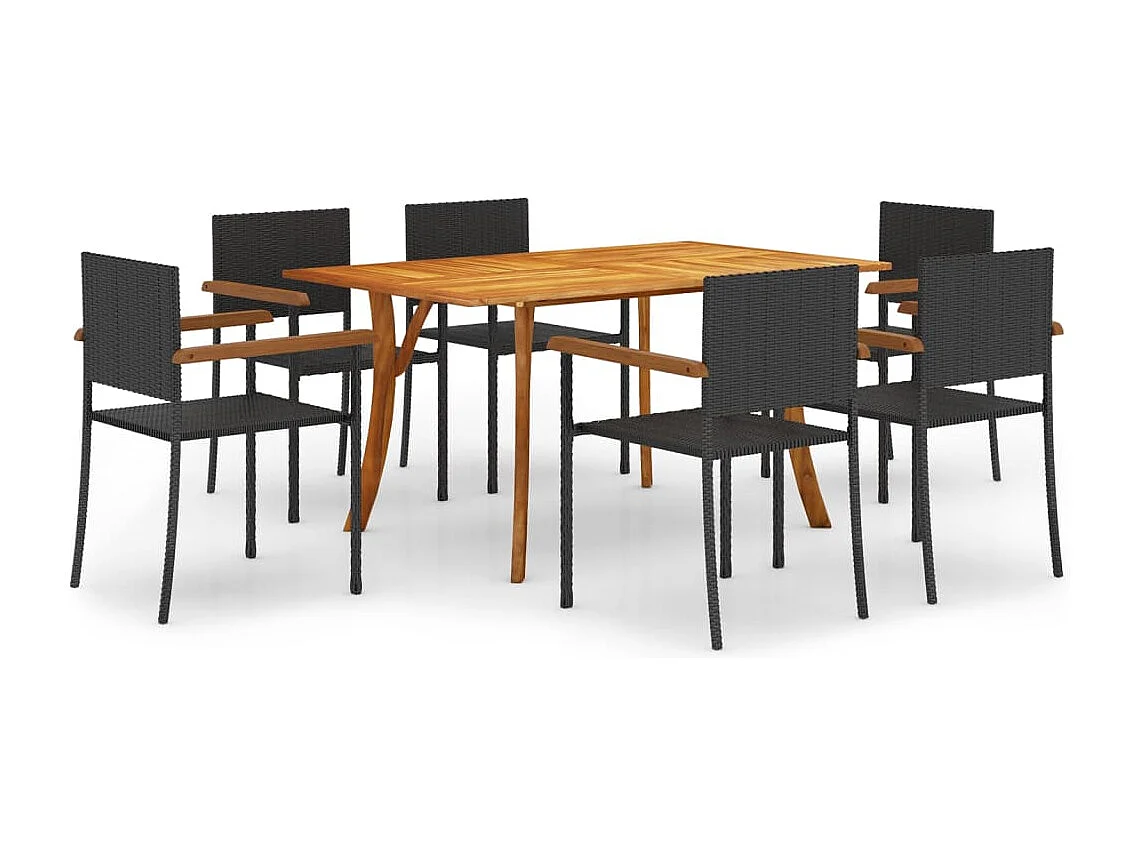 Set Mobili da Pranzo per Giardino 7 pz Nero