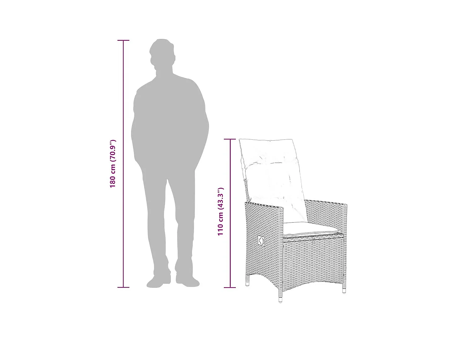 Ensemble à manger de jardin et coussins 7 pcs marron rotin