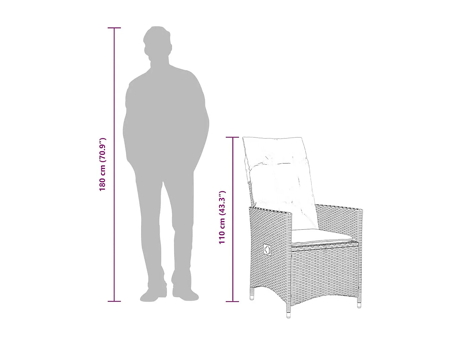 Ensemble à manger de jardin et coussins 7 pcs marron rotin