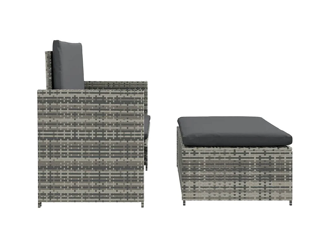 Salon de jardin 2 pcs avec coussins Résine tressée Gris