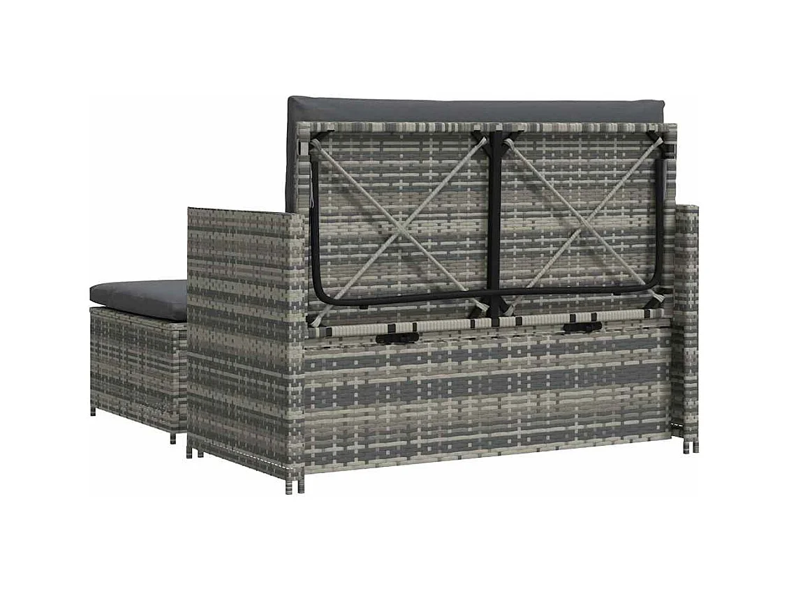 Salon de jardin 2 pcs avec coussins Résine tressée Gris