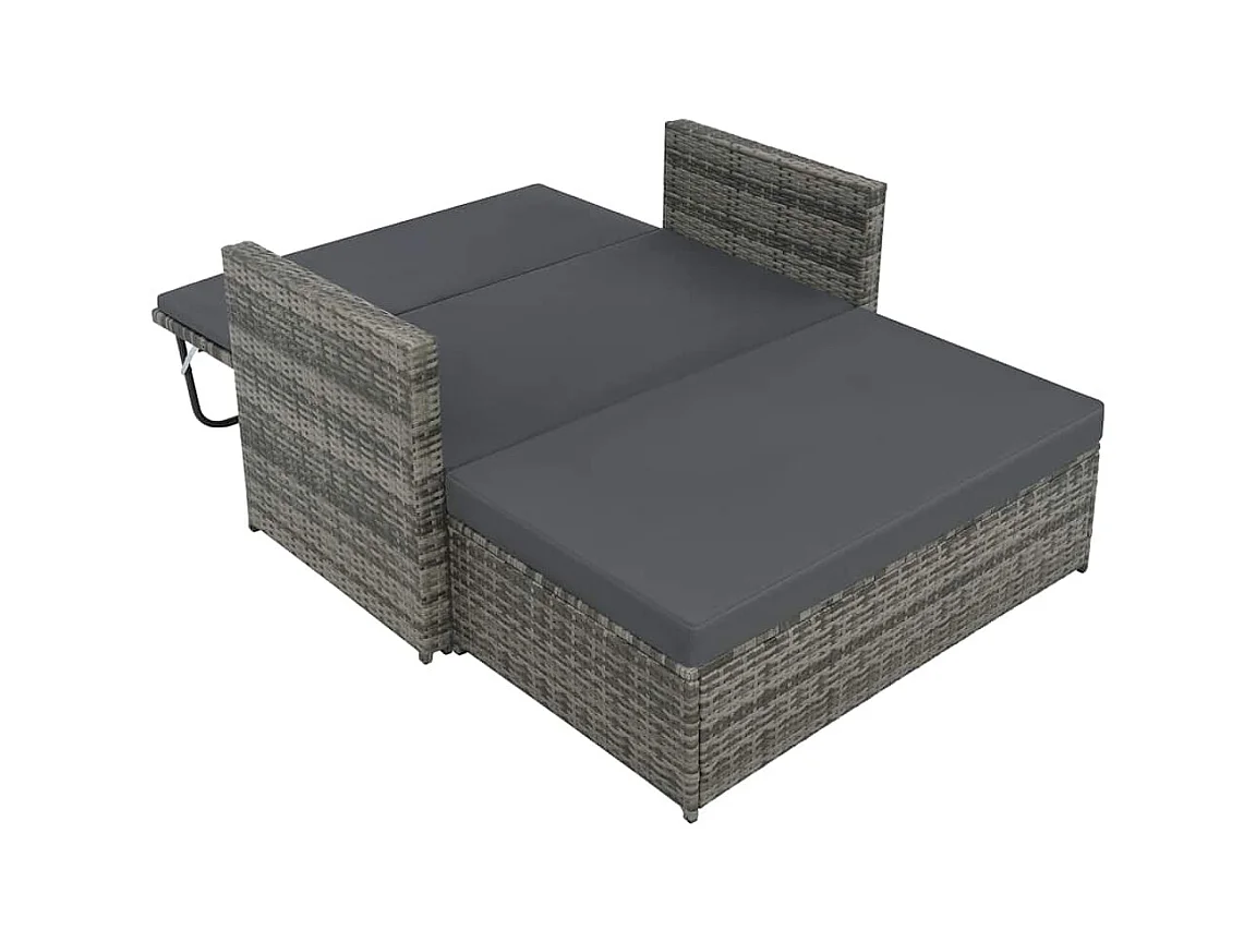 Salon de jardin 2 pcs avec coussins Résine tressée Gris