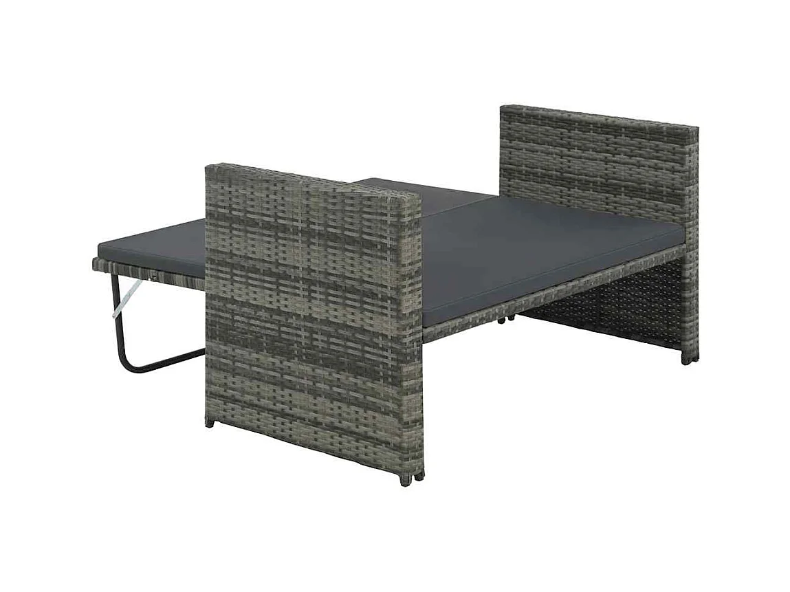 Salon de jardin 2 pcs avec coussins Résine tressée Gris