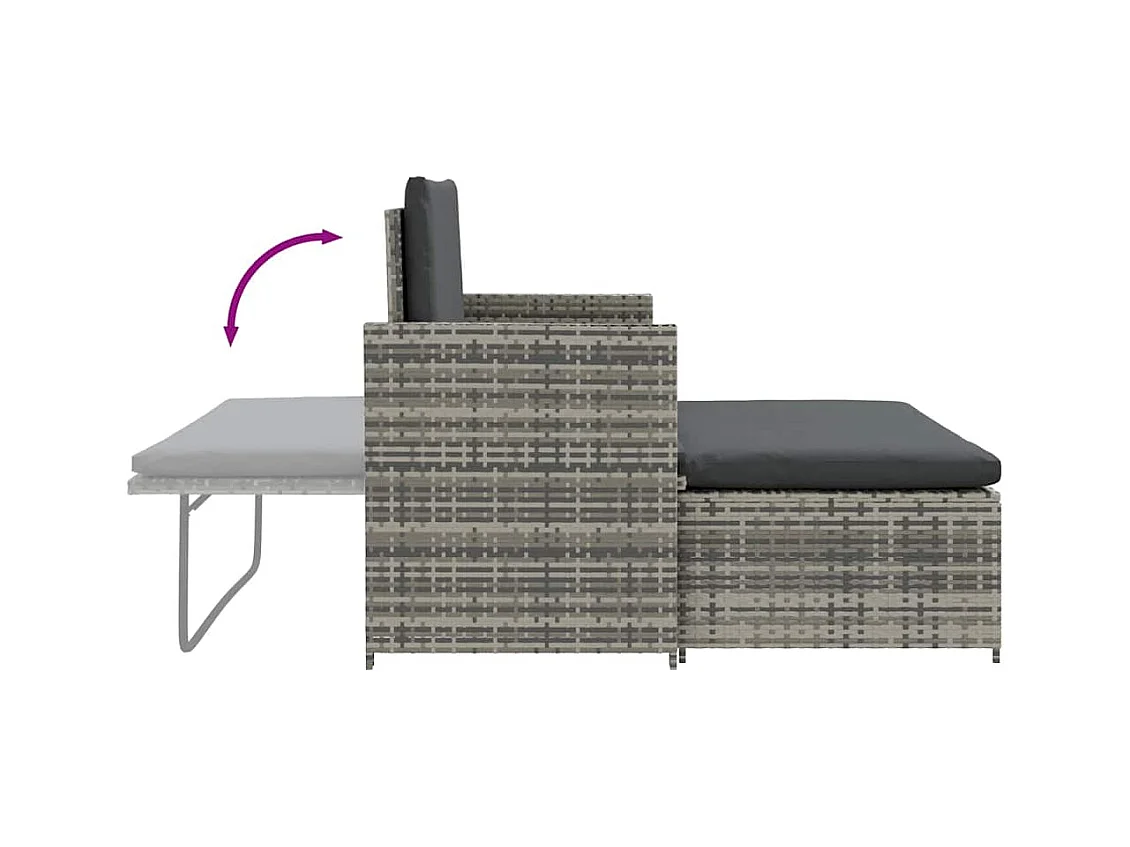 Salon de jardin 2 pcs avec coussins Résine tressée Gris