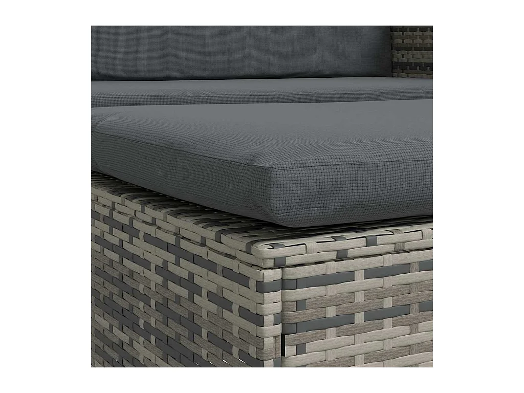 Salon de jardin 2 pcs avec coussins Résine tressée Gris