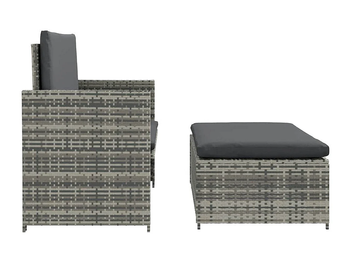 Salon de jardin 2 pcs avec coussins Résine tressée Gris