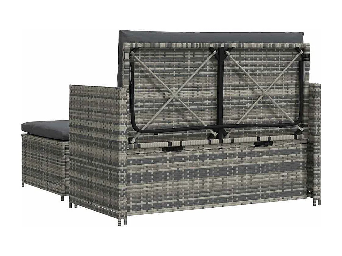 Salon de jardin 2 pcs avec coussins Résine tressée Gris