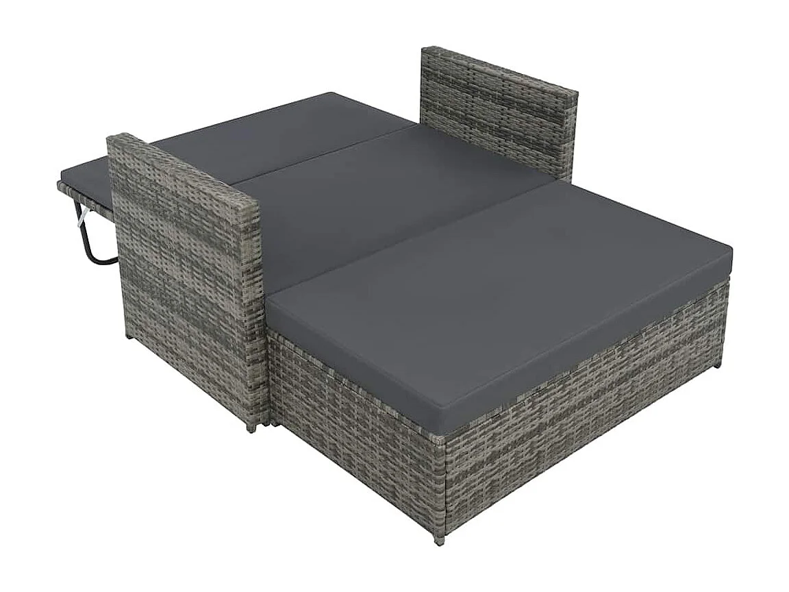 Salon de jardin 2 pcs avec coussins Résine tressée Gris