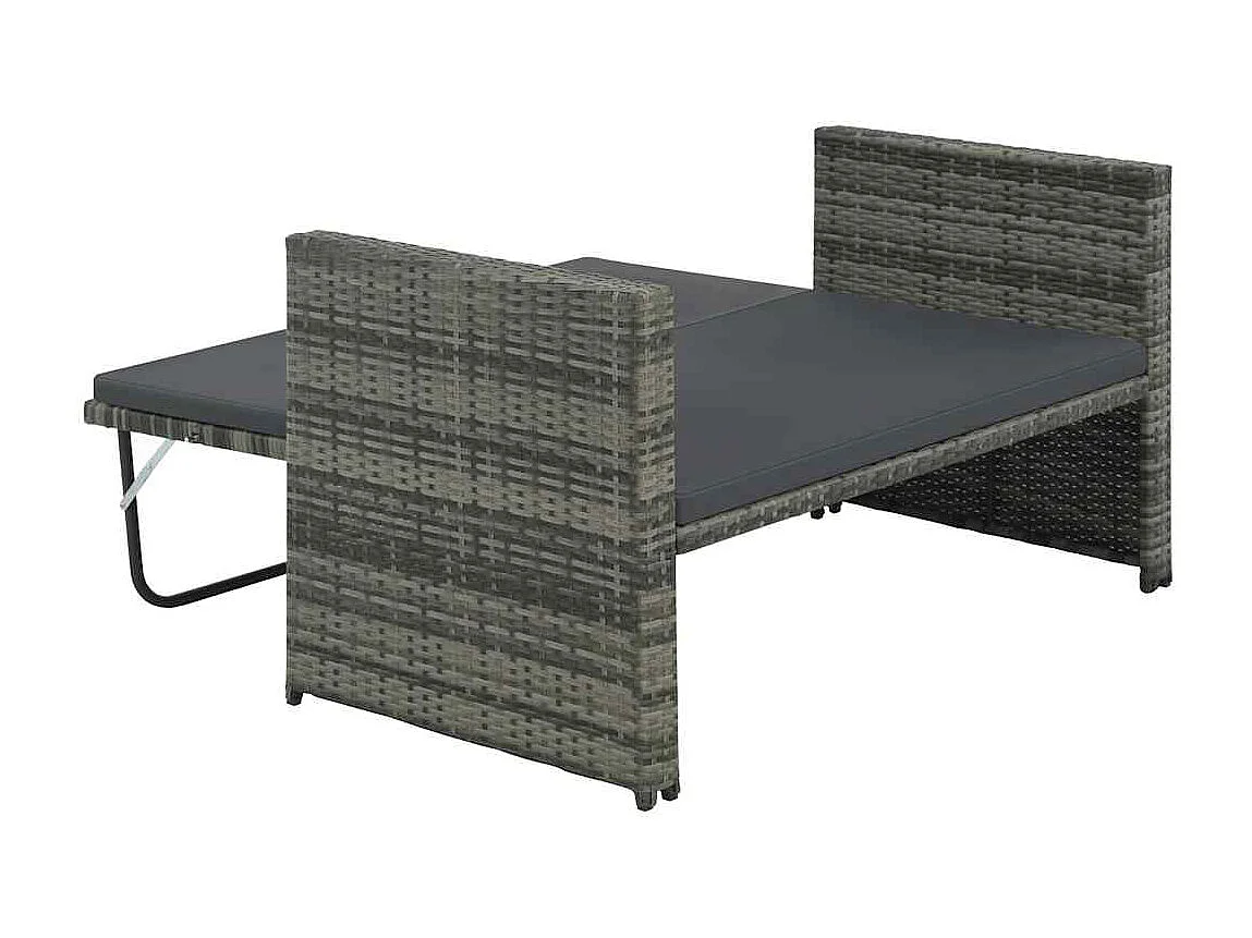 Salon de jardin 2 pcs avec coussins Résine tressée Gris