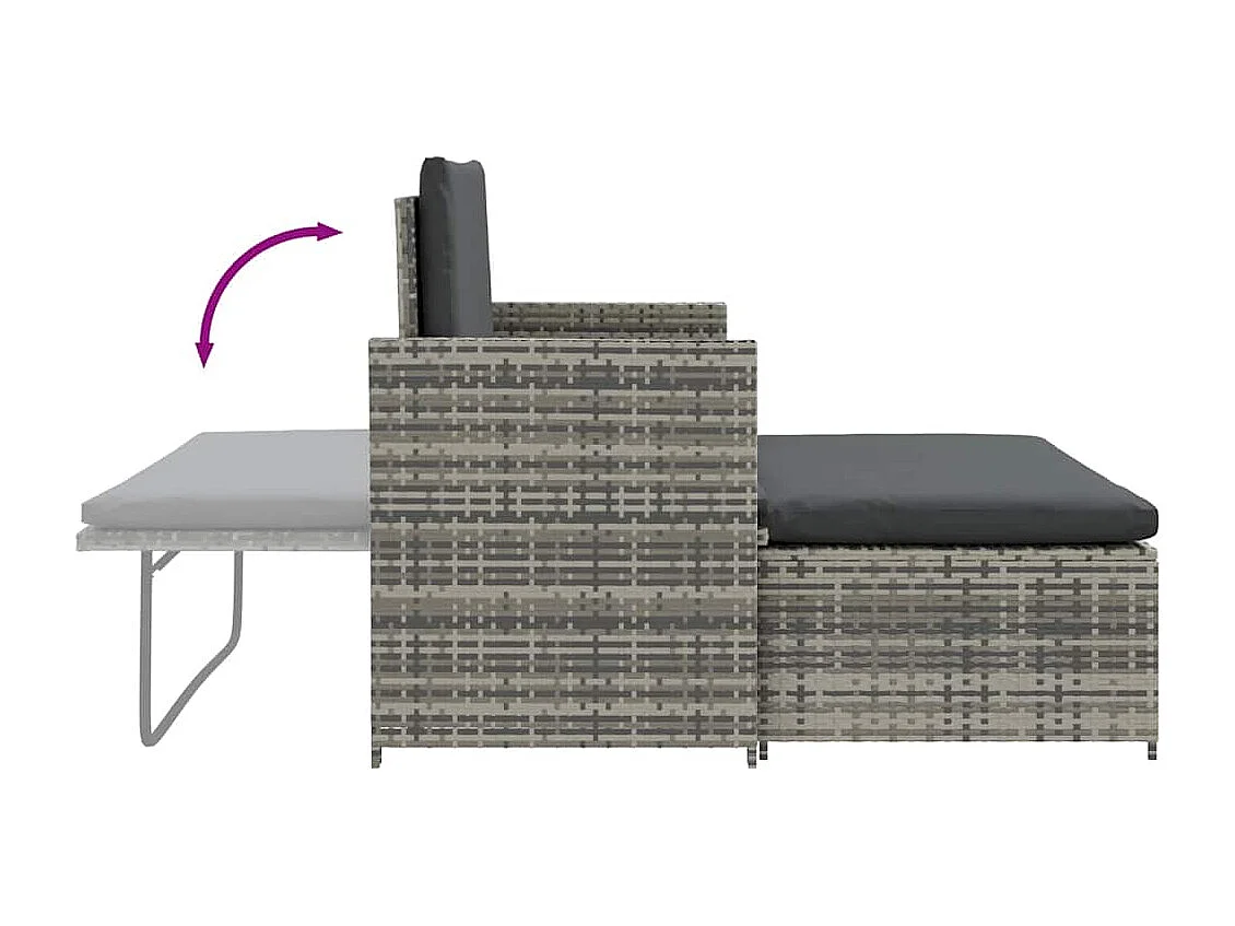 Salon de jardin 2 pcs avec coussins Résine tressée Gris