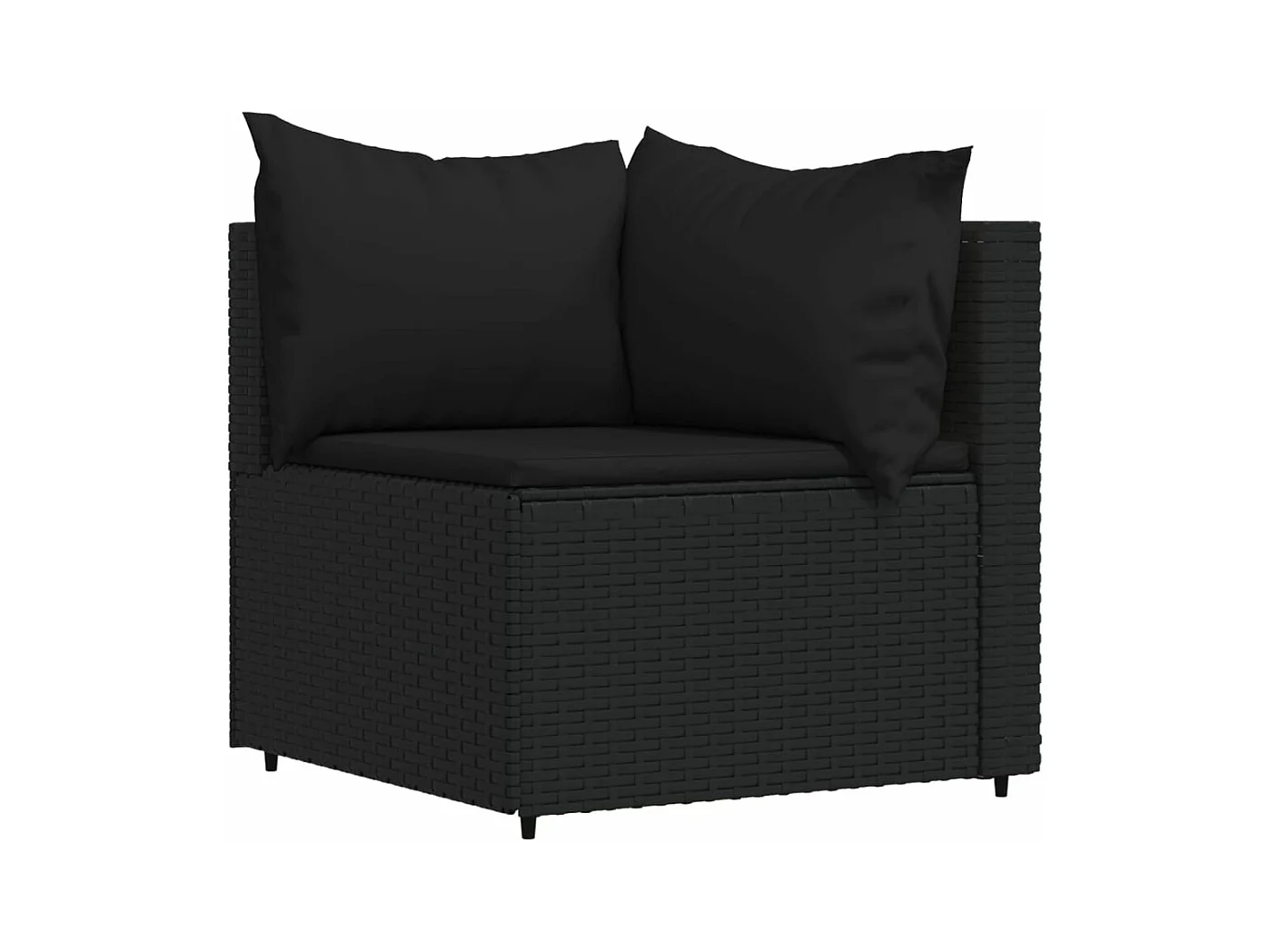 3-tlg. Garten-Lounge-Set mit Kissen Schwarz Poly Rattan