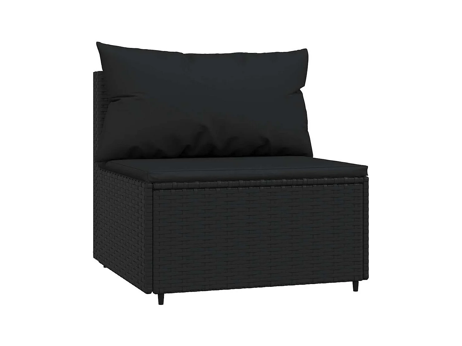 3-tlg. Garten-Lounge-Set mit Kissen Schwarz Poly Rattan