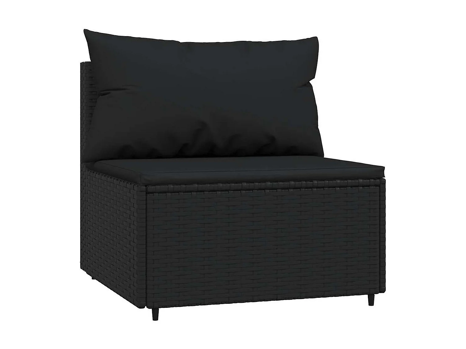3-tlg. Garten-Lounge-Set mit Kissen Schwarz Poly Rattan