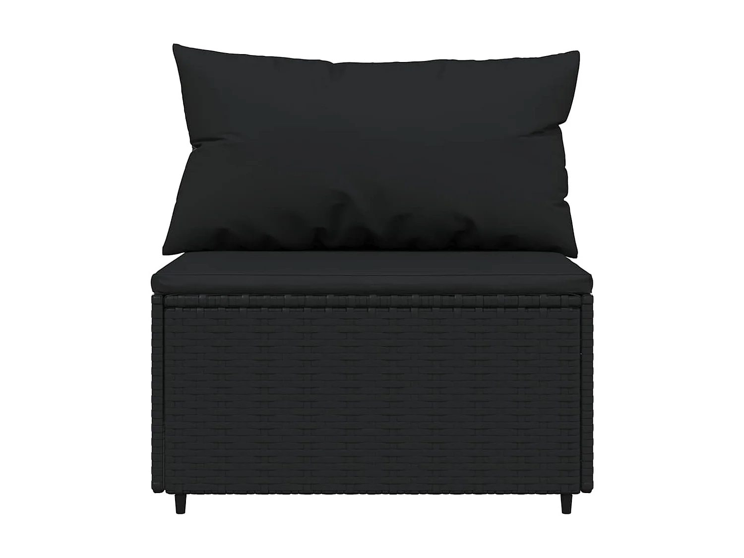 3-tlg. Garten-Lounge-Set mit Kissen Schwarz Poly Rattan