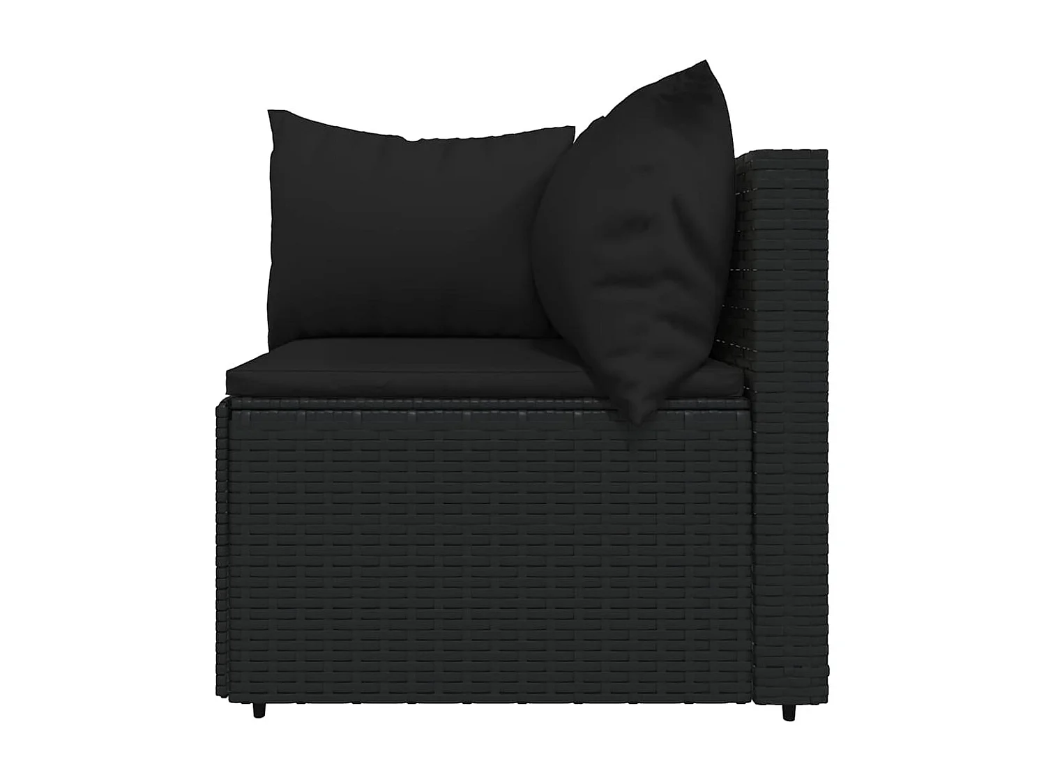 3-tlg. Garten-Lounge-Set mit Kissen Schwarz Poly Rattan