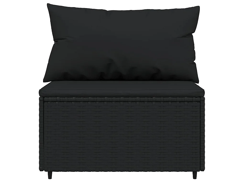 3-tlg. Garten-Lounge-Set mit Kissen Schwarz Poly Rattan