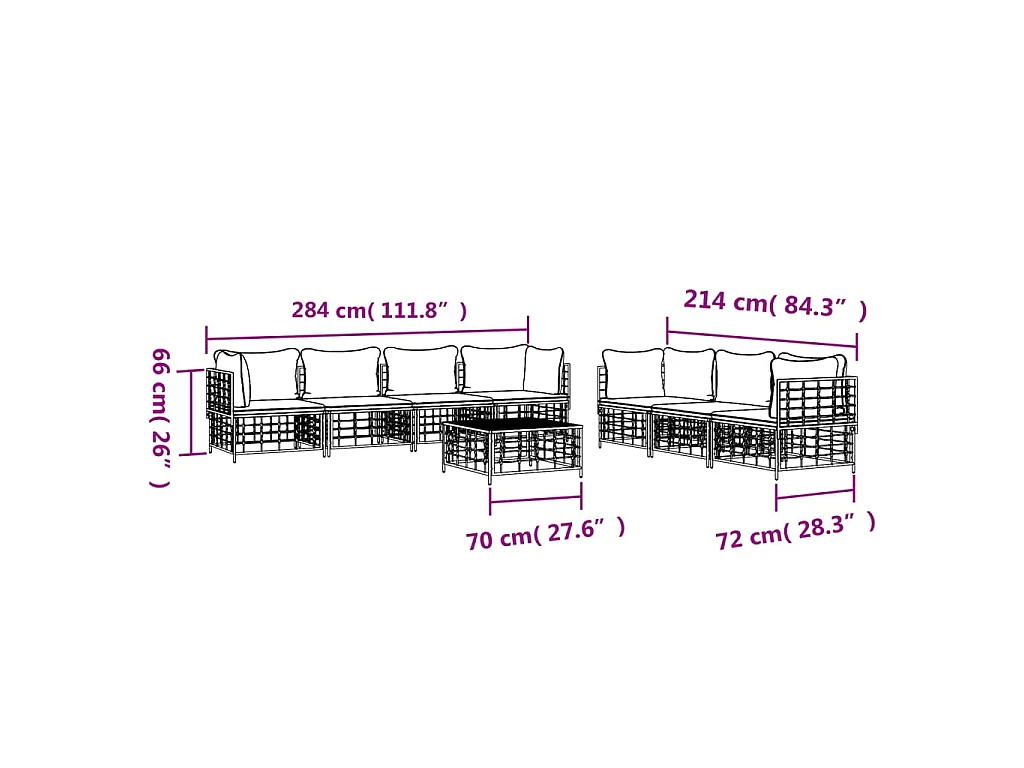 Set Divani da Giardino 8 pz con Cuscini Antracite in Polyrattan