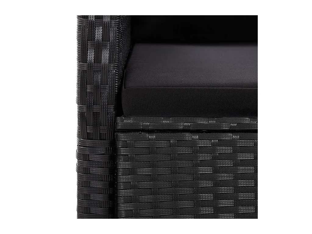 11 pcs conjunto de jantar p/ jardim c/ almofadões vime PE preto