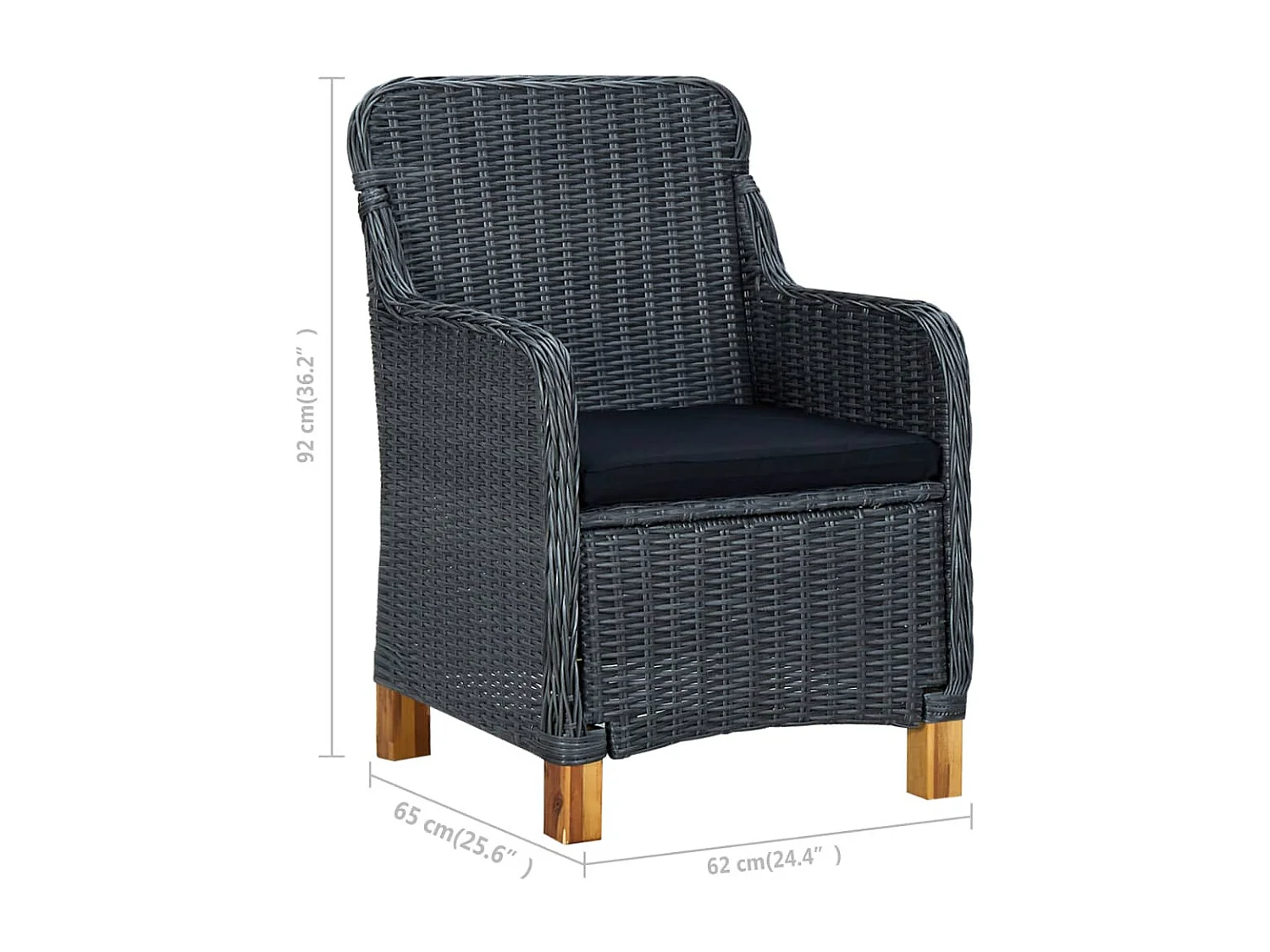 Ensemble à manger de jardin 7 pcs Gris foncé