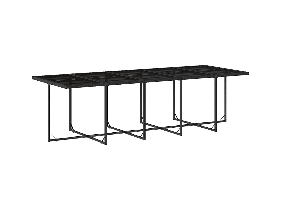 Set da Pranzo da Giardino 15 pz con Cuscini Nero in Polyrattan