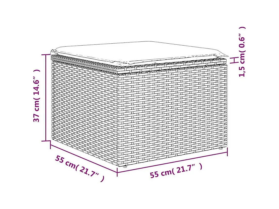 Salon de jardin avec coussins 6 pcs marron résine tressée