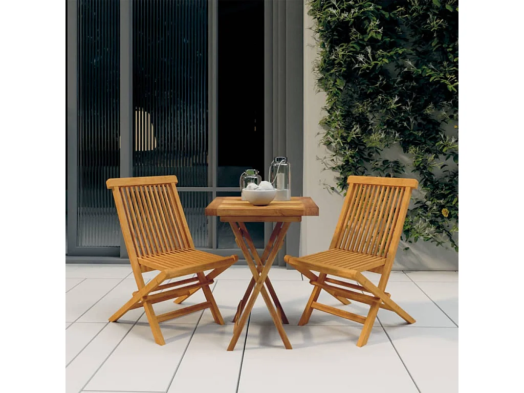 Ensemble à manger de jardin 3 pcs Bois de teck massif