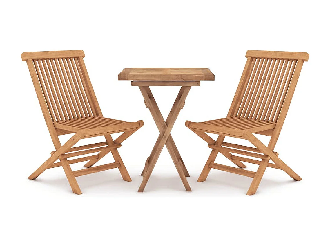 Ensemble à manger de jardin 3 pcs Bois de teck massif