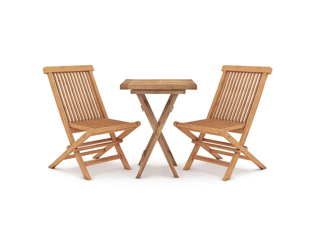 Juego de comedor para jardín 3 piezas madera maciza de teca