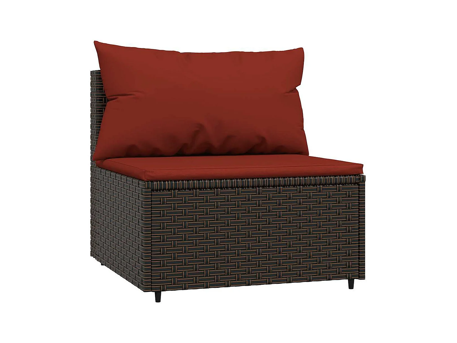 Salon de jardin 3 pcs avec coussins marron résine tressée