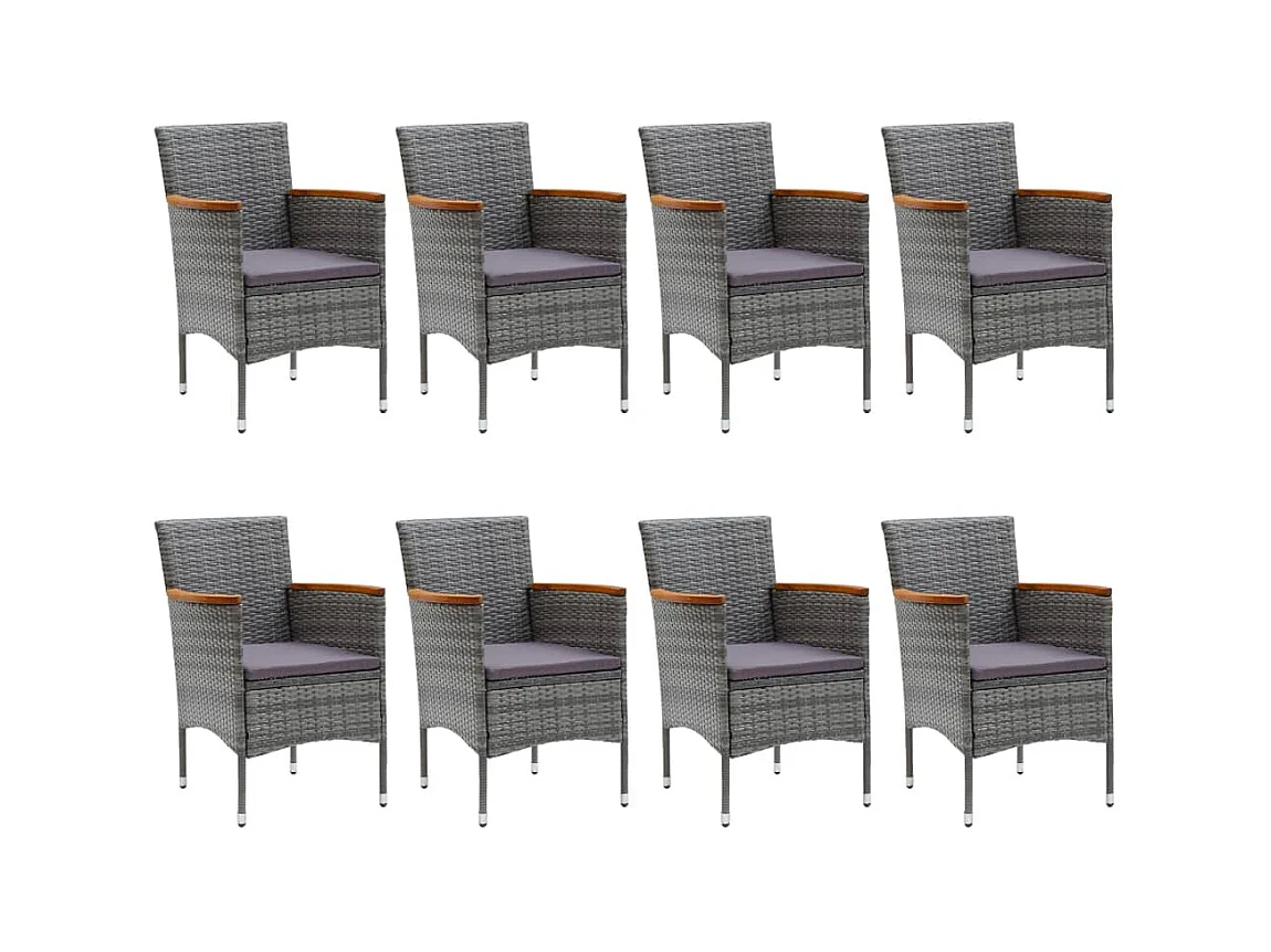 9 pcs conjunto de jantar para jardim cinzento