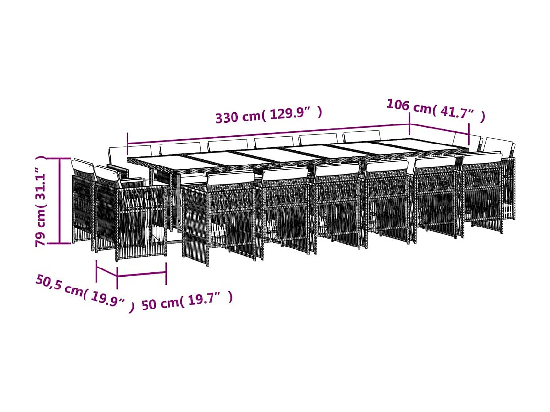 17-delige Tuinset met kussens poly rattan gemengd beige