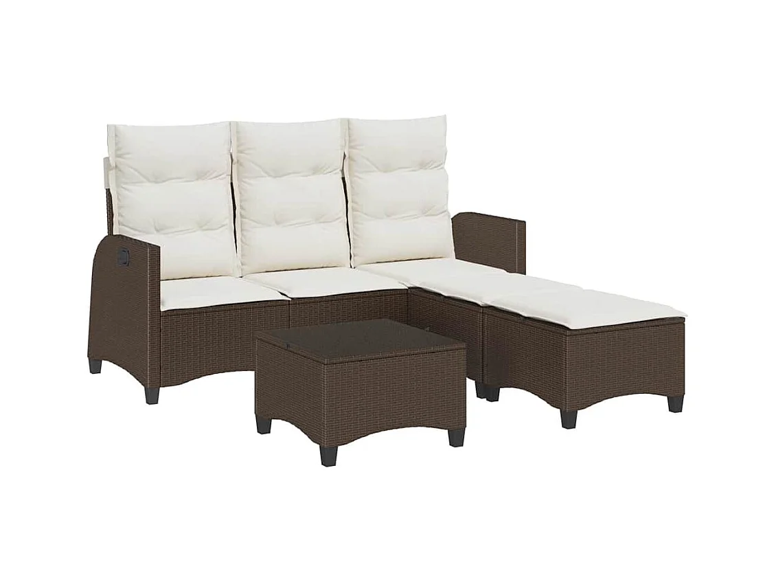 3 pcs conjunto sofás de jardim com almofadões em L vime PE