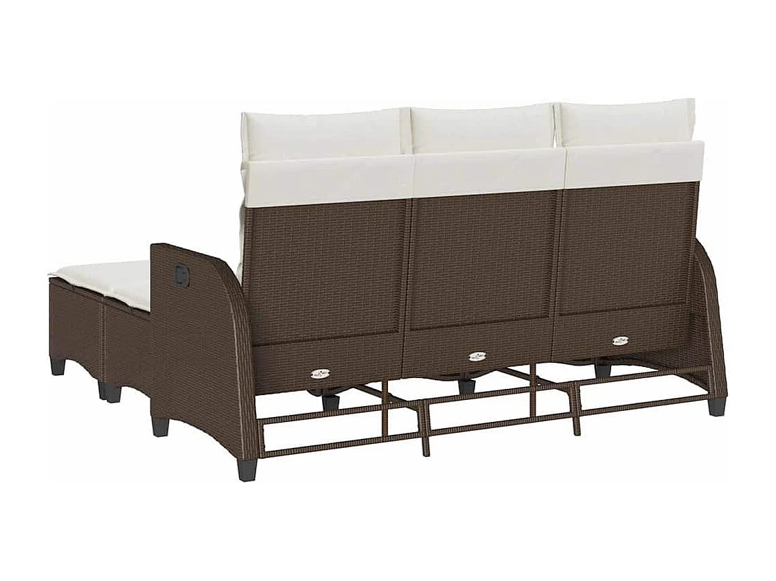 3 pcs conjunto sofás de jardim com almofadões em L vime PE