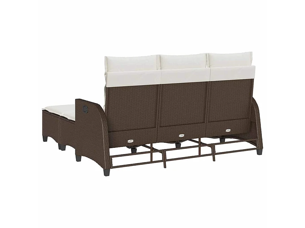 Salon de jardin 3 pcs avec coussins forme L marron polyrotin