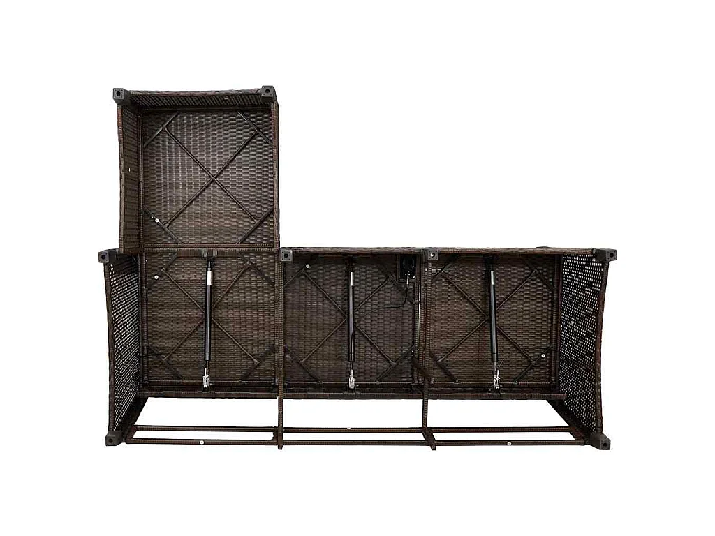 Salon de jardin 3 pcs avec coussins forme L marron polyrotin