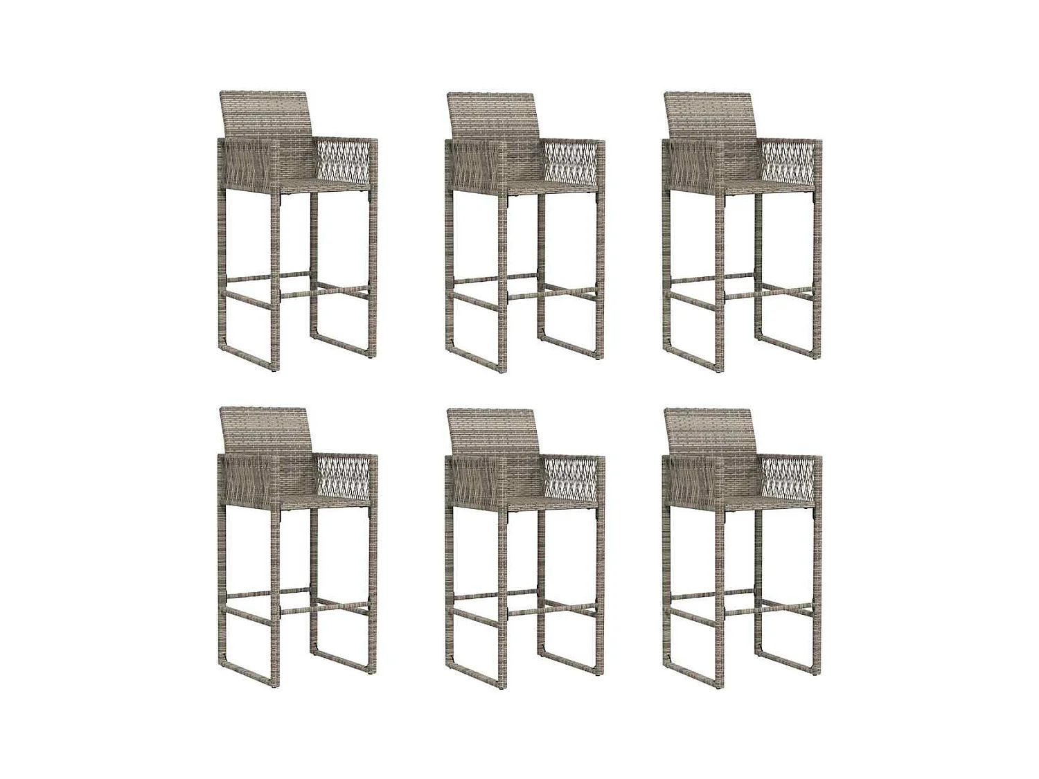 Ensemble de bar de jardin 7 pcs sans coussins gris poly rotin