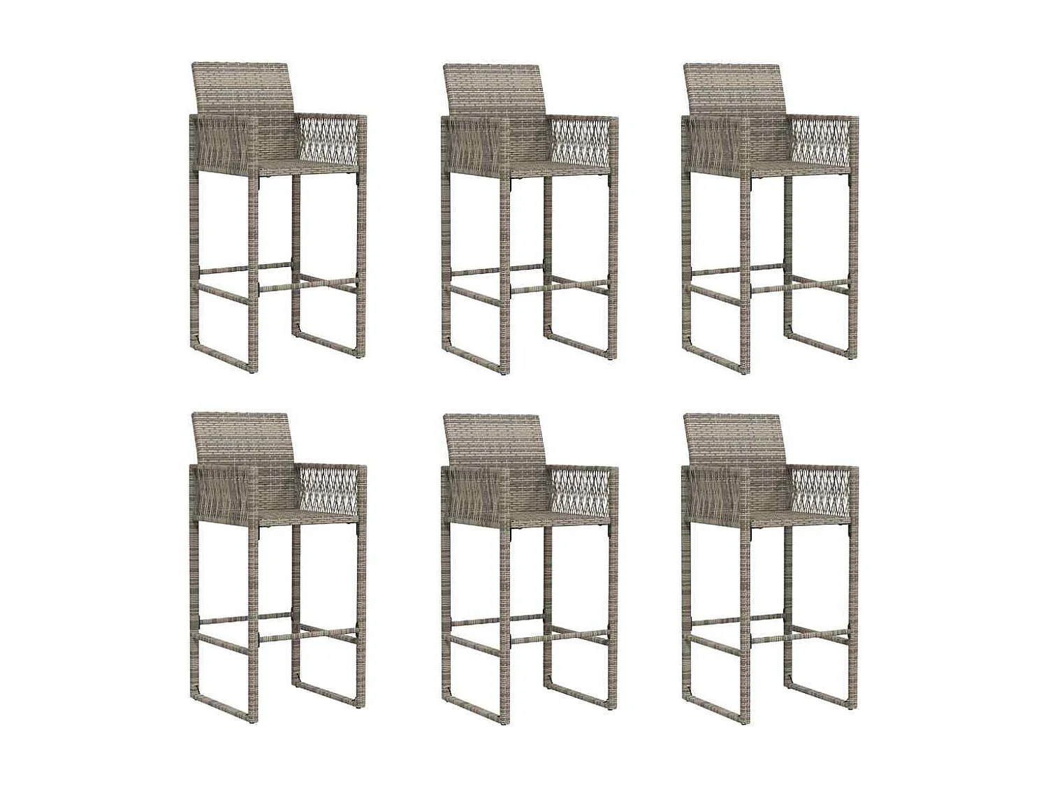 Ensemble de bar de jardin 7 pcs sans coussins gris poly rotin