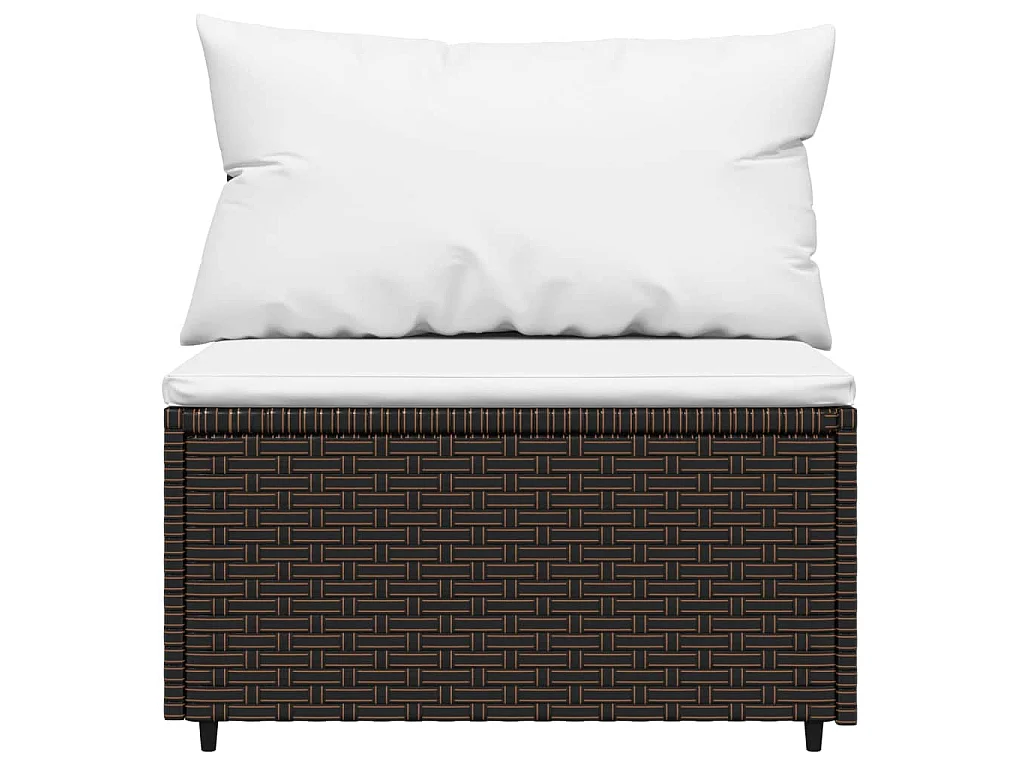 Set Mobili da Giardino 3 pz con Cuscini in Polyrattan Marrone