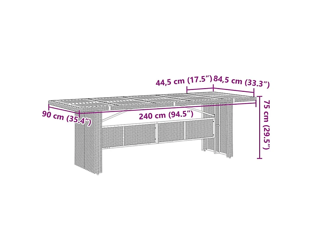 Ensemble à manger de jardin 9pcs coussins noir résine tressée