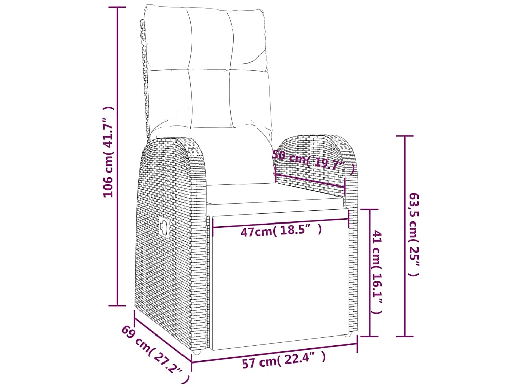Ensemble à manger de jardin 9pcs coussins noir résine tressée