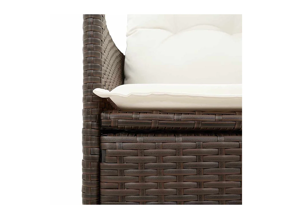 Ensemble à manger de jardin et coussins 9 pcs marron poly rotin