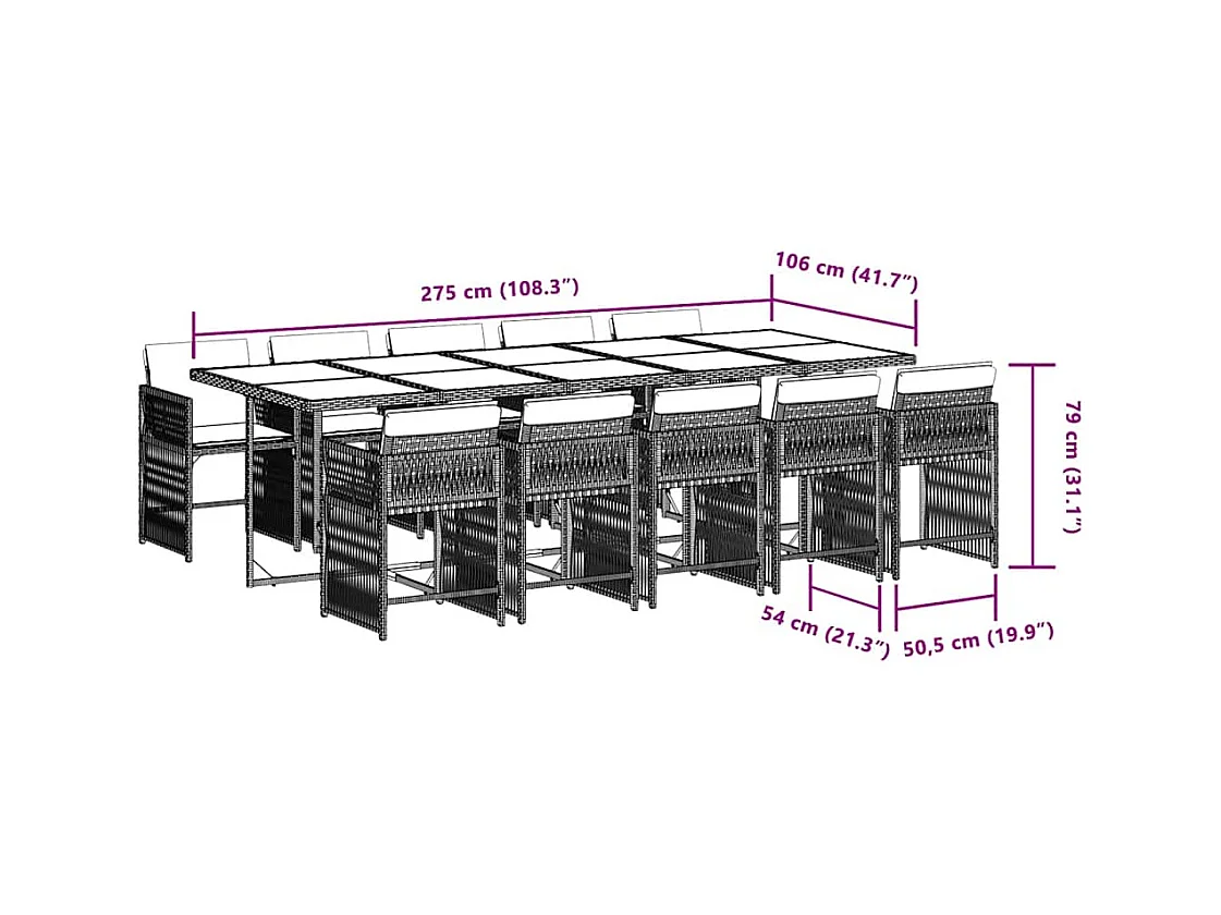 Ensemble à manger de jardin et coussins 11 pcs mélange beige
