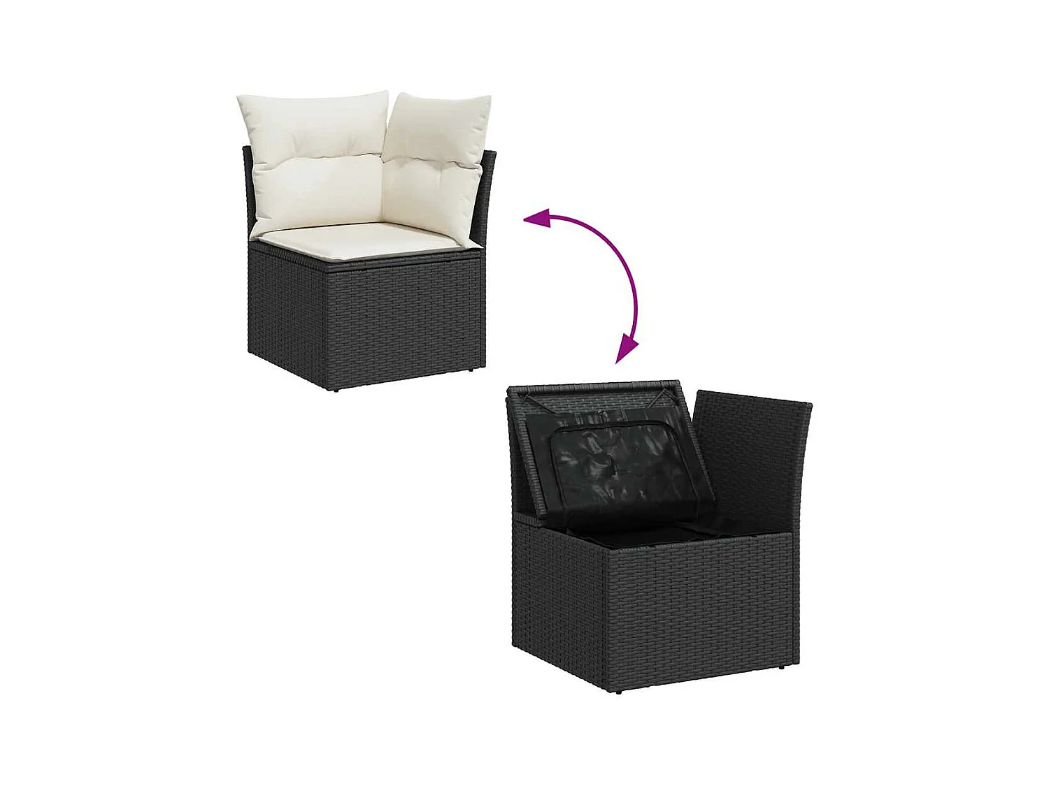 Set Divano da Giardino 6 pz con Cuscini Nero in Polyrattan