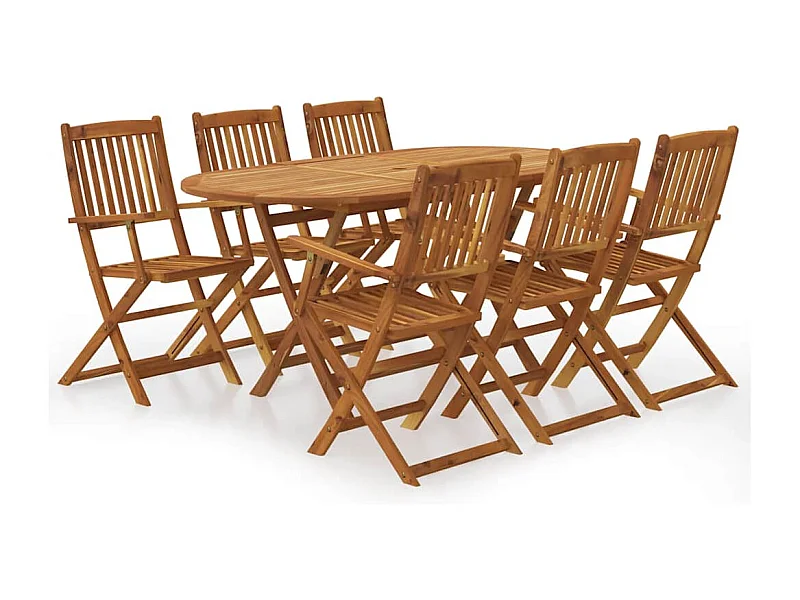 Ensemble à manger de jardin pliable 7 pcs bois d'acacia solide