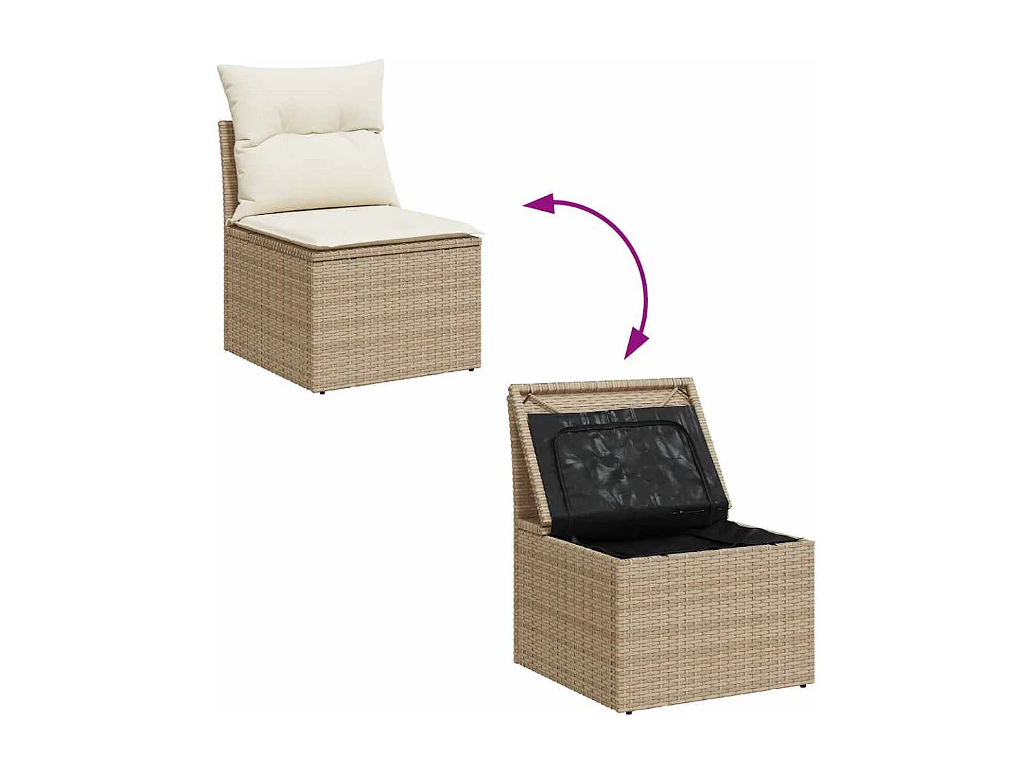 4-tlg. Garten-Sofagarnitur mit Kissen Beige Poly Rattan