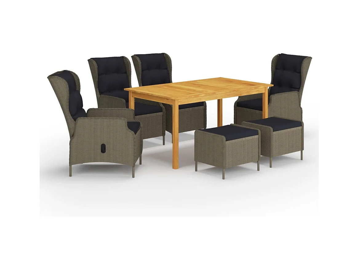 7 pcs conjunto de jantar de jardim castanho