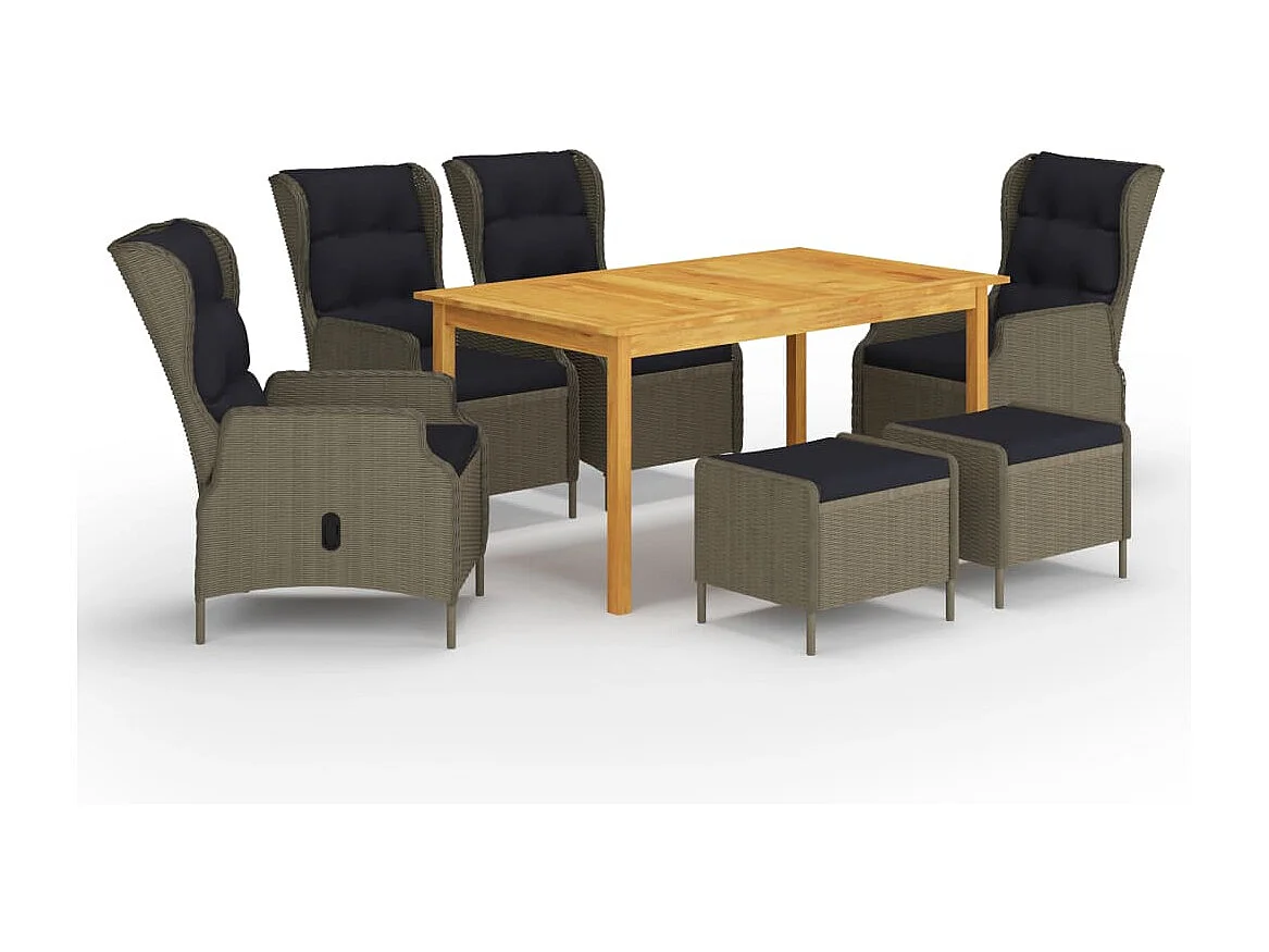 Ensemble à manger de jardin 7 pcs Marron